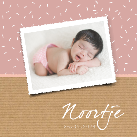Foto geboortekaartje kraft en confetti hip voor een meisje