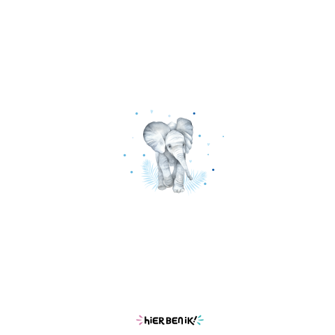 Geboortekaartje jongen olifantje met blauw aquarel