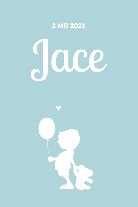 Lief geboortekaarjte met silhouet van jongetje met ballon