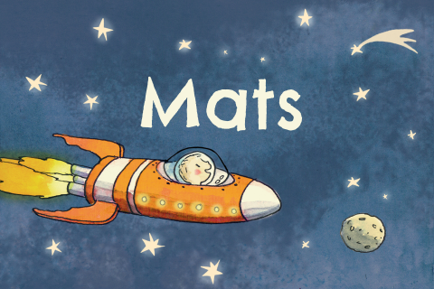 Geboortekaartje jongen, space, raket, sterren en planeten