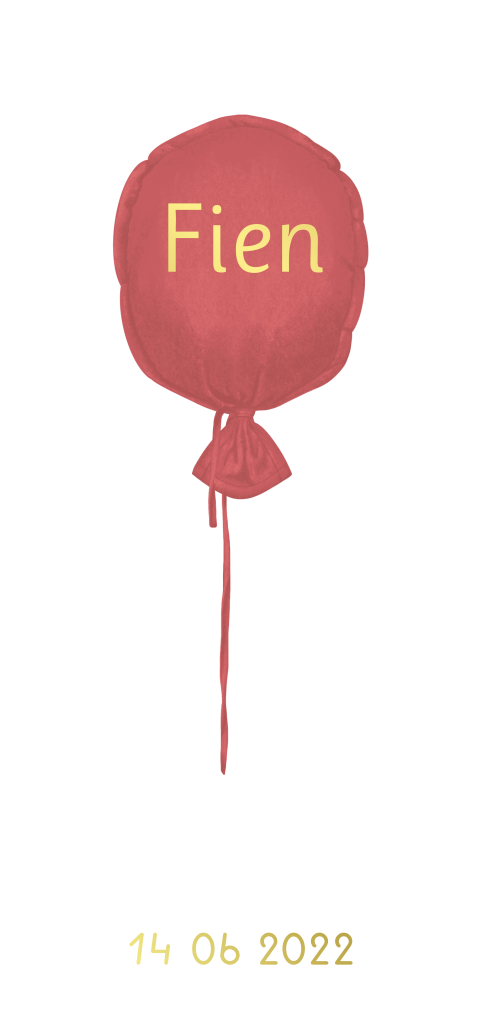 Geboortekaartje meisje met ballon en goudfolie druk