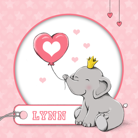 Geboortekaartje met olifant en hartjesballon