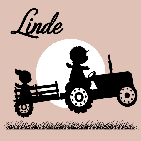 Geboortekaartje silhouet tractor grote broer met zusje meisje