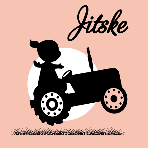 Geboortekaartje silhouet traktor meisje
