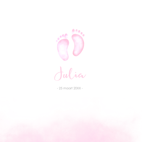 Geboortekaartje voetjes aquarel meisje