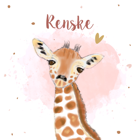 Giraffe geboortekaartje voor een meisje met aquarel