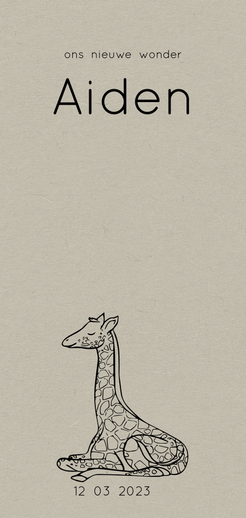 Kartonlook geboortekaartje jongen met giraf