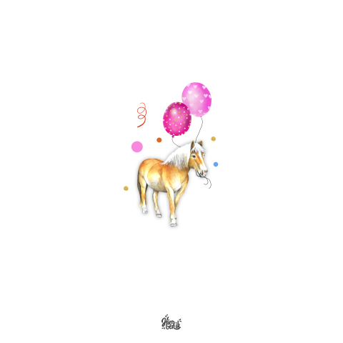 Verjaardagsfeestje Uitnodiging meisje paard ballonnen