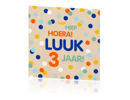 Kleurrijke Uitnodiging Voor 3e Verjaardag Jongen Met Confetti